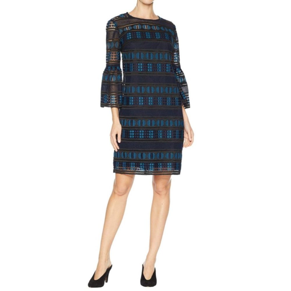 Trina Turk Cocktail Dress Blue Black Teal Chic NWT